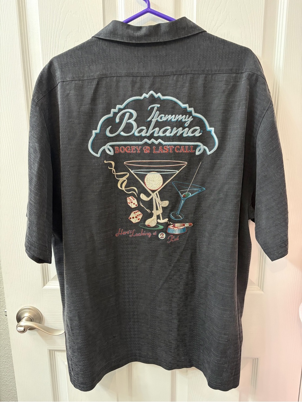 Tommy Bahama Men's Black Embroidered Camp Shirt - 'Bogey & Last Call'